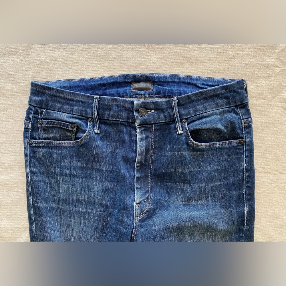 Mother The Looker High Waist Ankle Fray NightOwl Dark Wash Women's Blue Jeans 30 - Picture 10 of 12